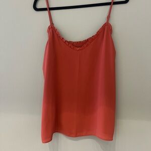 LOFT Coral Ruffle-Trim Spaghetti Strap Cami